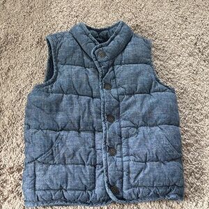 Blue Quilted Vest with Button Closure 4T puffer